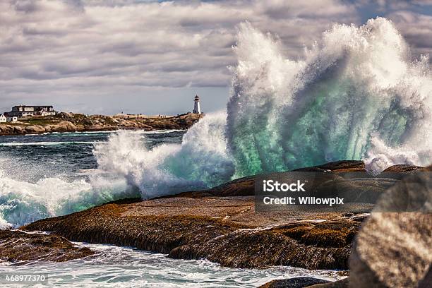 Windswept Heavy Surf At Peggys Cove Nova Scotia Canada Stock Photo - Download Image Now