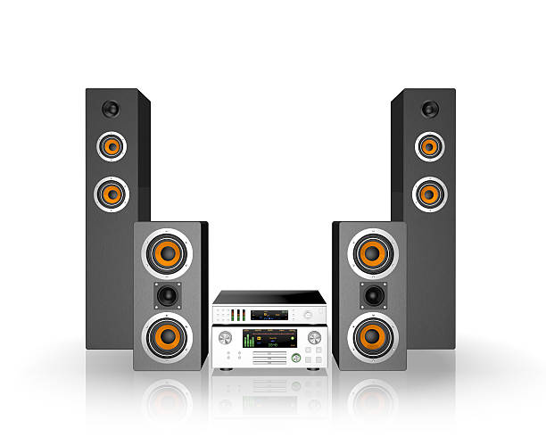 istock Home cinema speaker system. Loudspeakers, player and receiver 468977538