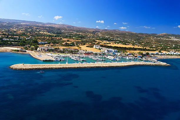 Photo of Aerial view of Latchi marina, Paphos area, Cyprus