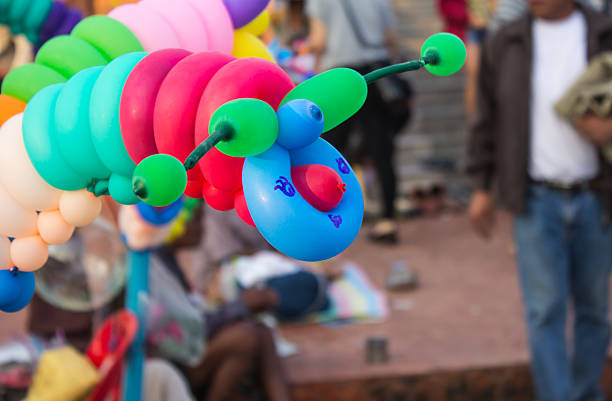 inflatable balloons . birthday celebration, long filled helium balloon, happy holiday concept