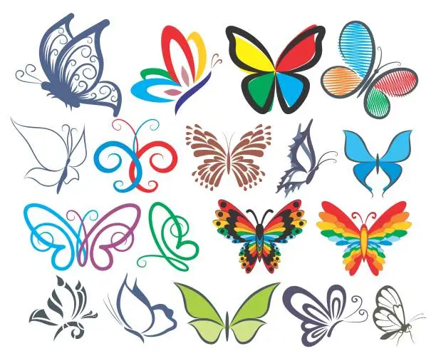 Vector illustration of Abstract Butterfly Collection