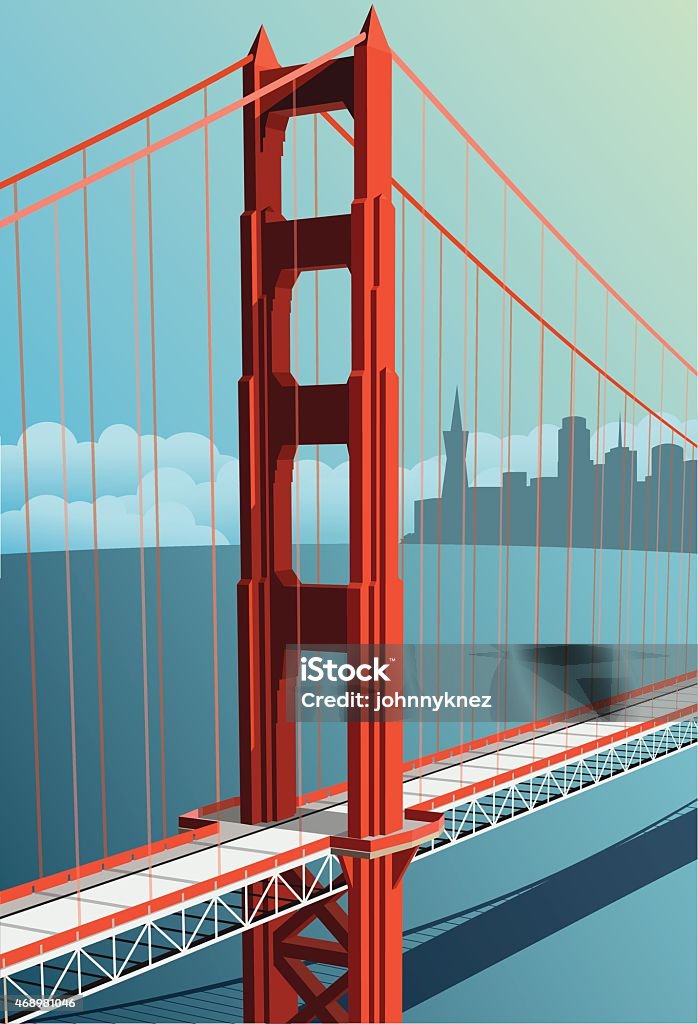 Golden Gate Bridge vector with city in background Golden Gate Bridge Golden Gate Bridge stock vector