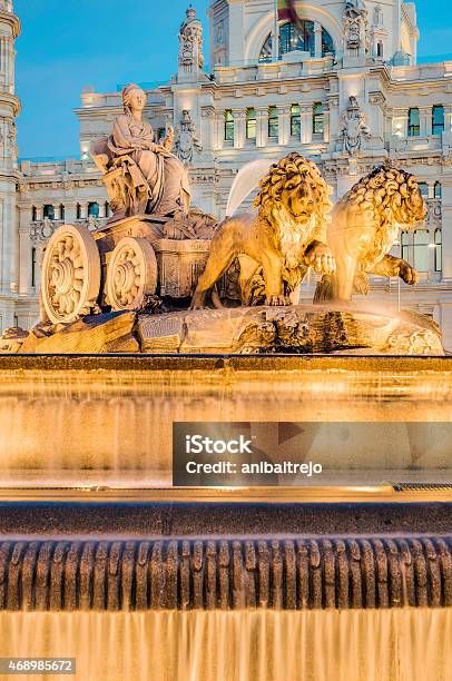 Cibeles Fountain At Madrid Spain Stock Photo - Download Image Now - 2015, Architecture, Arranging