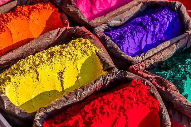 kolorowy proszek, abir - powder paint tribal art colors art zdjęcia i obrazy z banku zdjęć