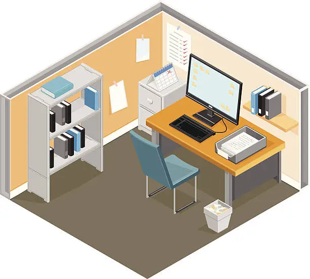 Vector illustration of Office Cubicle Workspace