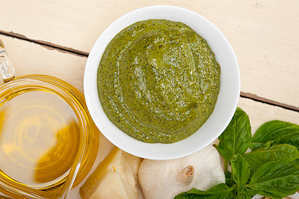 istock Italian basil pesto sauce ingredients 468986684