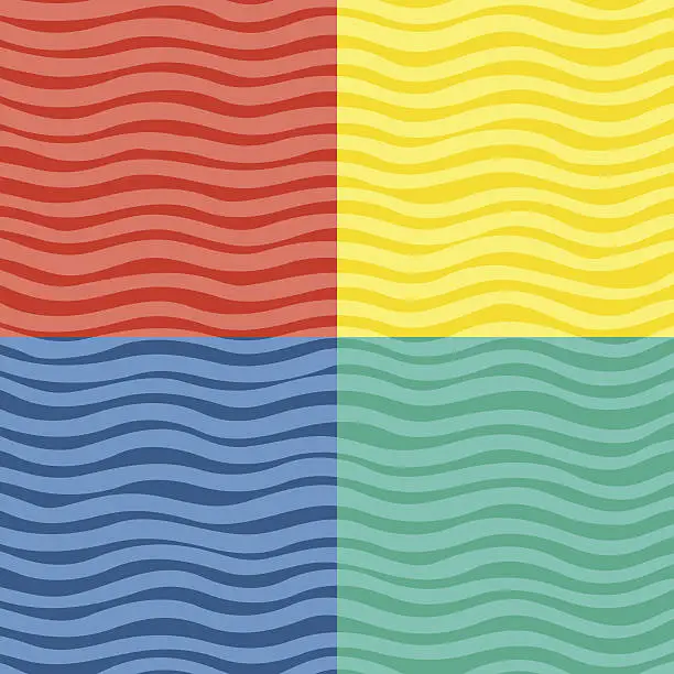 Vector illustration of Wave Background In Four Color Variations