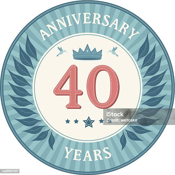 Emblema De Aniversário De 40 Anos - Arte vetorial de stock e mais imagens de 40-44 anos - 40-44 anos, Escudo - Armamento, Aniversário de 40 anos
