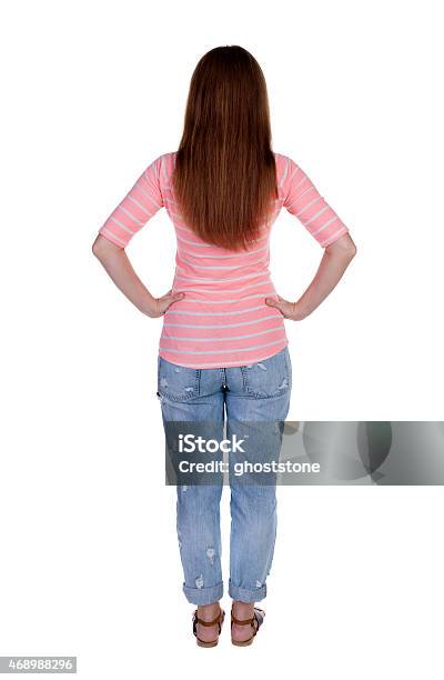 Back View Of Standing Young Beautiful Redhead Woman Stock Photo - Download Image Now