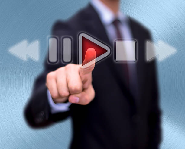 Playing Touch Screen concept play button photos stock pictures, royalty-free photos & images
