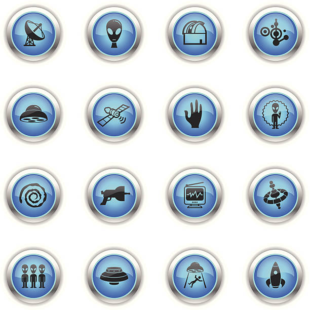 青のアイコン-ufo - silhouette computer icon handgun satellite点のイラスト素材／クリップアート素材／マンガ素材／アイコン素材