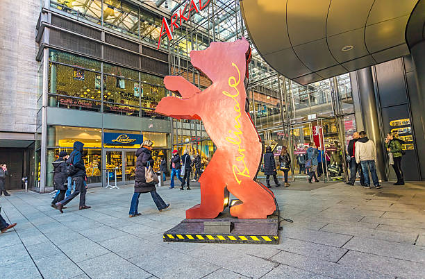 Berlin, Germany - February 10, 2014: Berlinale in Berlin / International Film Festival. Berlinale Bear in front of the shopping center \