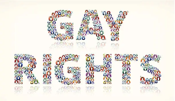 Vector illustration of Gay Rights on People Buttons