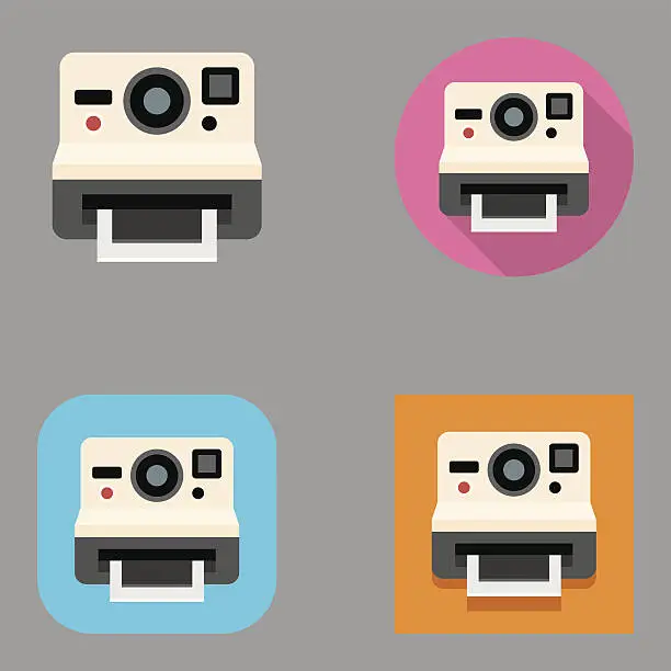 Vector illustration of Flat Instant Camera icons | Kalaful series