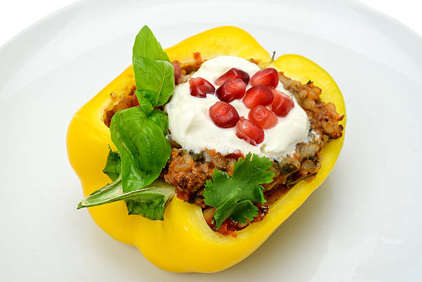 Stuffed yellow bell pepper