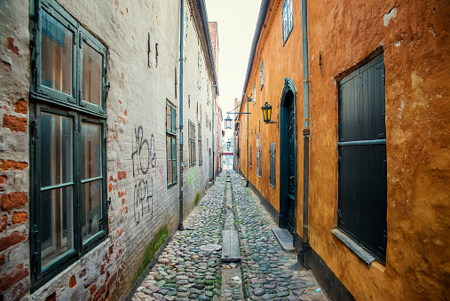the narrow streets of the old town