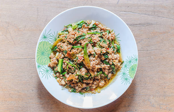 istock Thai Spicy Food Basil Meat Fried Recipe 468999084