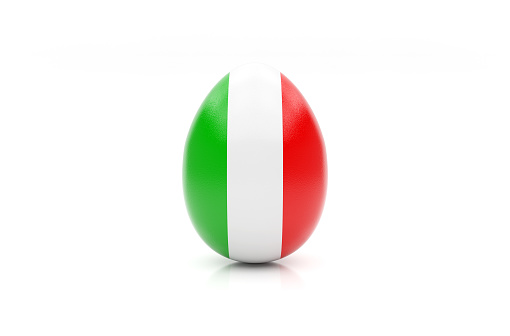 easter egg painted with the flag of Italy on white background, isolated