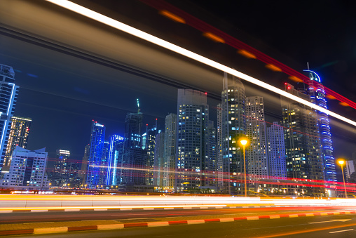 Dubai Speed motion -  Light Trail. iStockalypse Dubai - UAE 2015