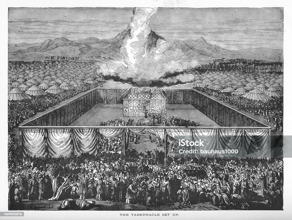 The Tabernacle of Moses Set Up Engraving Engraved illustration of The Tabernacle of Moses Set Up from The Popular Pictorial Bible, Containing the Old and New Testaments, Published in 1862. Copyright has expired on this artwork. Digitally restored. Reliquary stock illustration