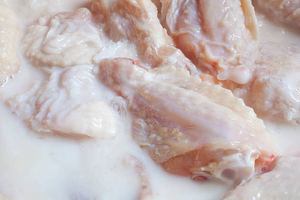 Raw Chicken Marinating stock photo