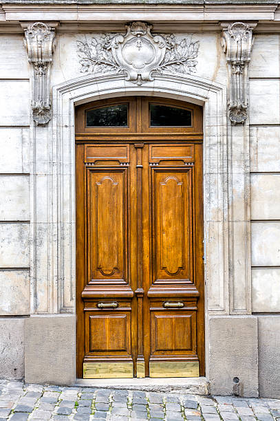 istock Old wood arch entry door 469004821