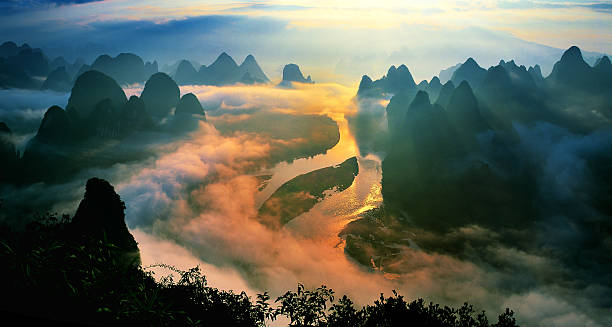 Lijiang Sunrise Lijiang Sunrise in Guilin China li river stock pictures, royalty-free photos & images