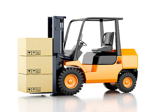 istock 3d forklift truck with cardboard  boxes. 469006992
