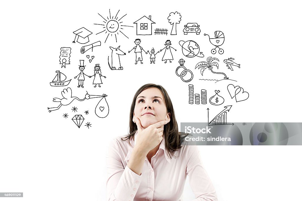 Portrait of dreaming and planing girl. Portrait of dreaming and planing girl Day Dreaming Stock Photo