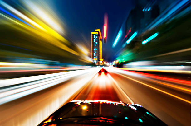 istock car on the road with motion blur background. 469011901