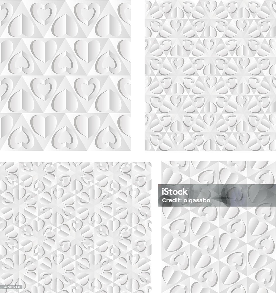 Paper Hearts. Set of 4 seamless patterns. EPS 10. Flower stock vector