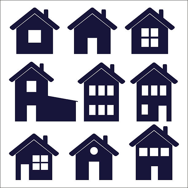 dom ikony - apartment townhouse house housing development stock illustrations