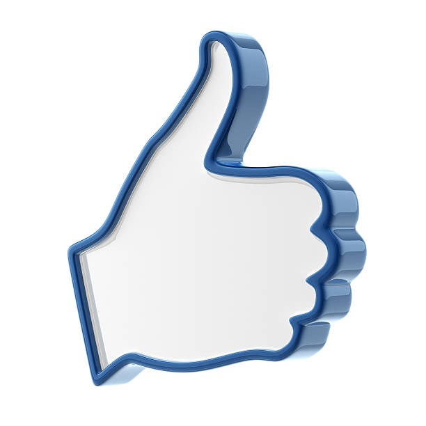 istock Blue outlined glossy 3D thumbs up icon 469018764