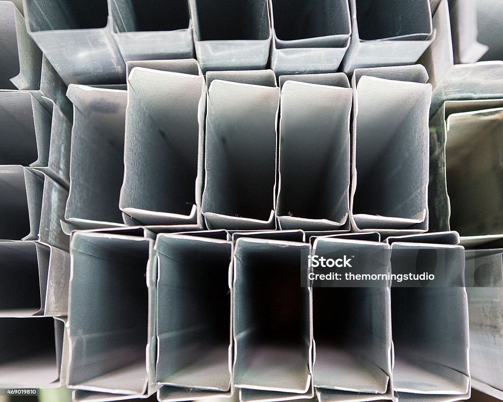 series of different sizes metal pipes steel bar components in a construction 2015 Stock Photo