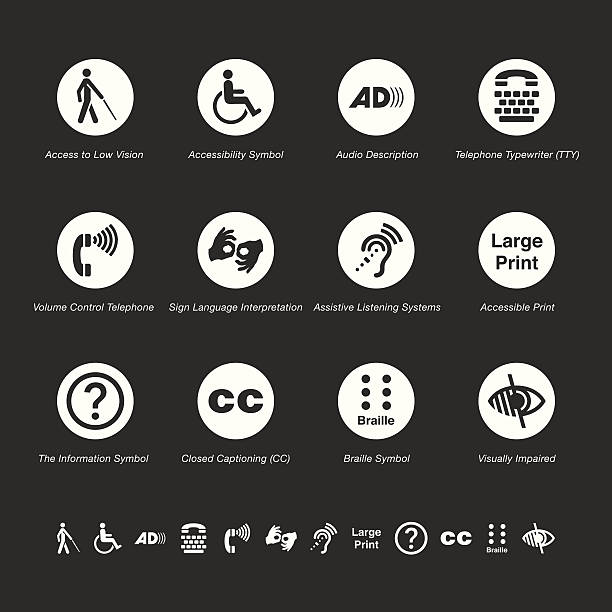 Disability Access Icons - White Series Disability Access Icons White Series Vector EPS10 File. visual sense stock illustrations