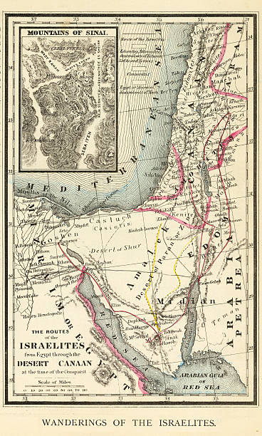 istock Wanderings of the Israelites Map Engraving 469022760