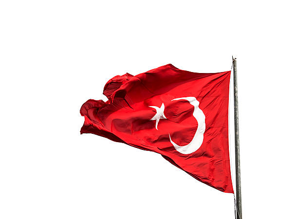 bandera turca saludar con la mano en el viento - bandera turca fotografías e imágenes de stock