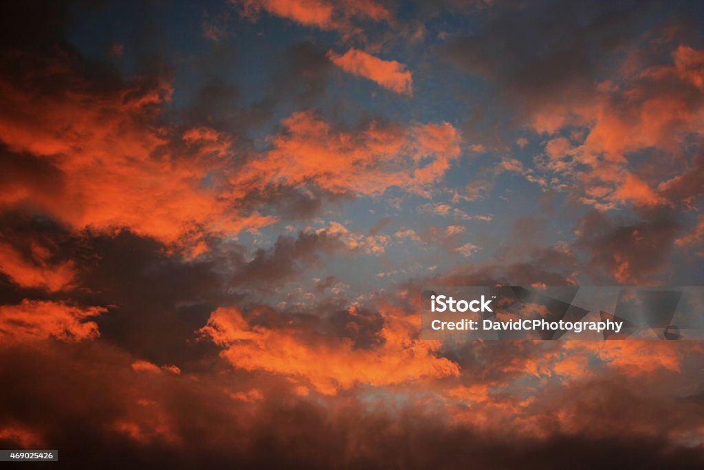 Red Skyscape A deep red sky from a Summer evening British sunset 2015 Stock Photo