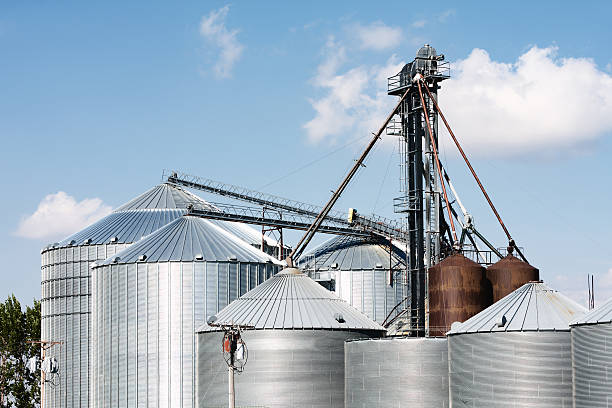 istock Grain Elevator with Round Corrigated Steel Bins 469027560