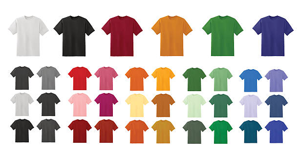 ilustrações, clipart, desenhos animados e ícones de camiseta grande coleção de cores diferentes modelos - fashion industry textile man made material green