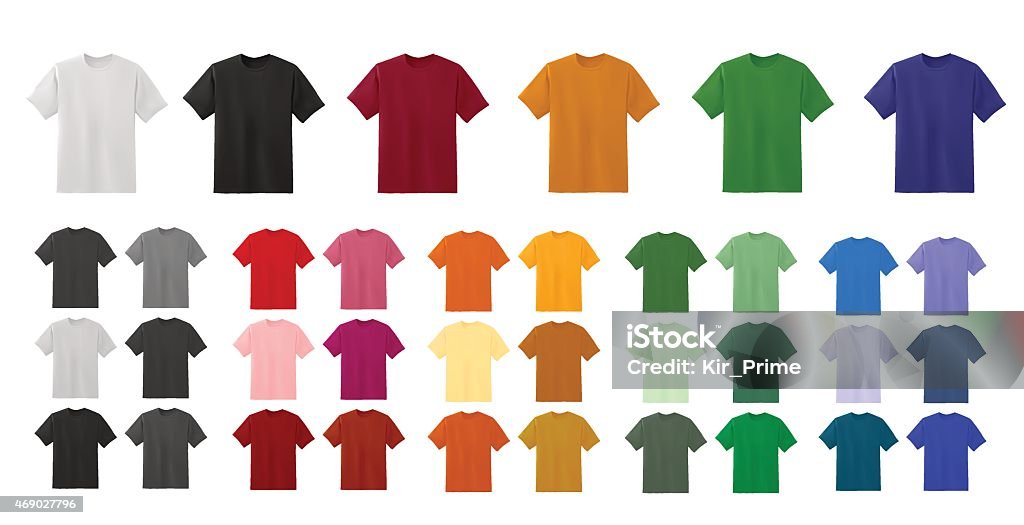 Orderly packet answer Big Tshirt Templates Collection Of Different Colors Stock Illustration -  Download Image Now - iStock