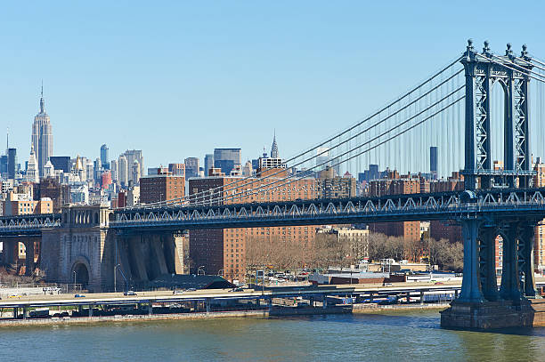 istock Manhattan Bridge and skyline view from Brooklyn Bridge 469030630