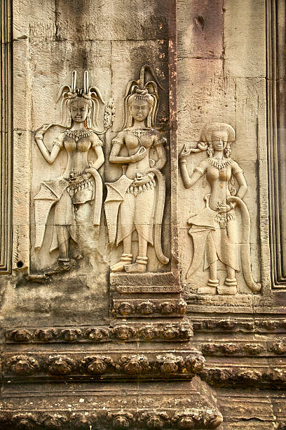 alívio da famosa templo de angkor wat, camboja. - ankor imagens e fotografias de stock