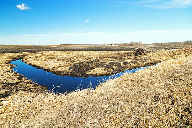 istock Man-made Drainage Ditch in a Plowed Field 469031828