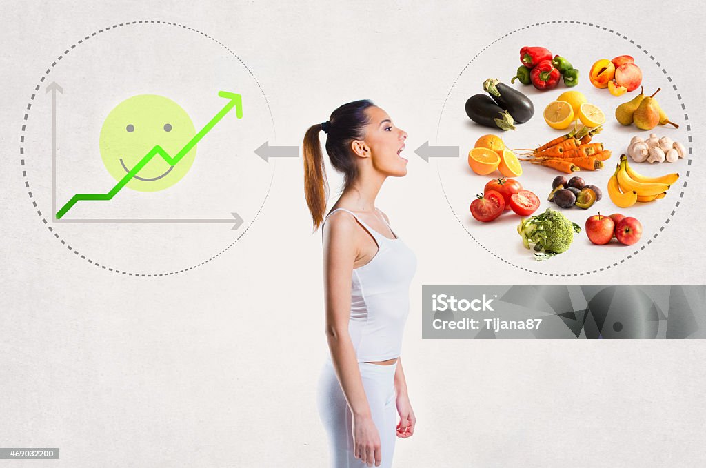 Young woman and a healthy diet concept Healthy Eating Stock Photo