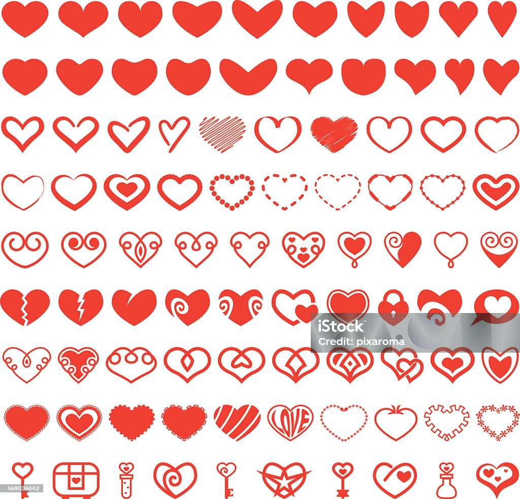 Heart Shape Vector Set A set of vector heart shapes, heart shaped key, love potion shape, love lock and other decorations that have incorporated a heart Heart Shape stock vector