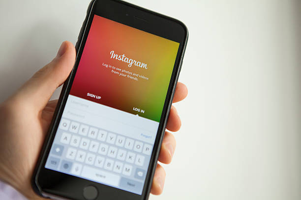 app instagram per iphone 6 plus - filtro automatico di post produzione foto e immagini stock