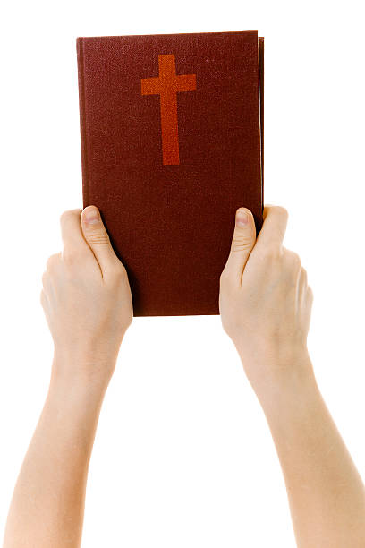 istock on a white background hands holding a bible 469040720