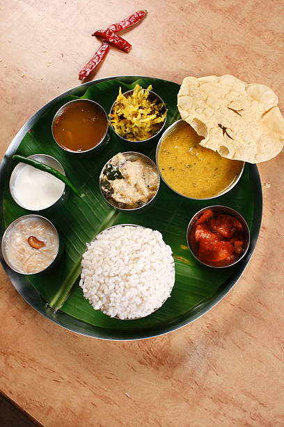 Malabar Thali - a selection of different dishes stock photo