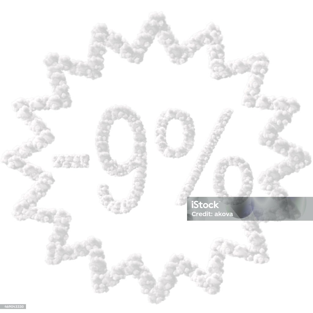 discount - 9 percent discount - 9 percent made from clouds on white background 2015 Stock Photo